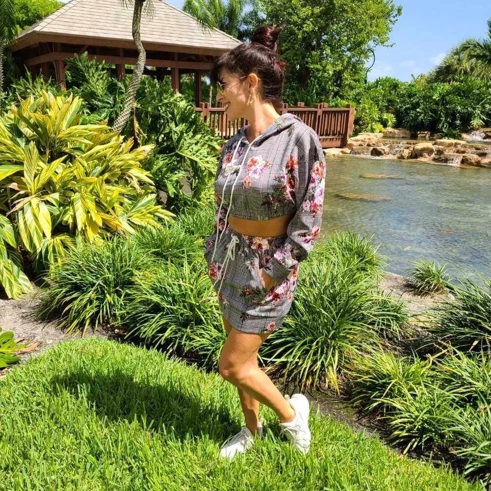 Women's Sweatshirt Bodycon Mini Skirt 2 Piece Outfits Long - Picture 4 of 8